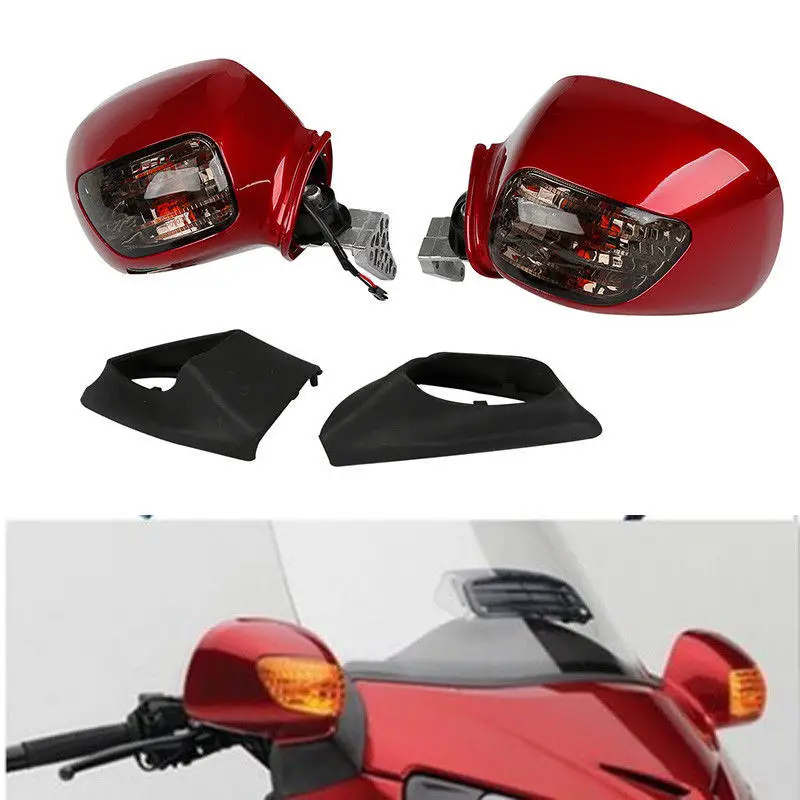 Пара зеркало заднего вида с поворотным сигналом для Honda Goldwing GL1800 2001-2012 03 04 05 аксессуары для мотоциклов - Цвет: Red Smoke