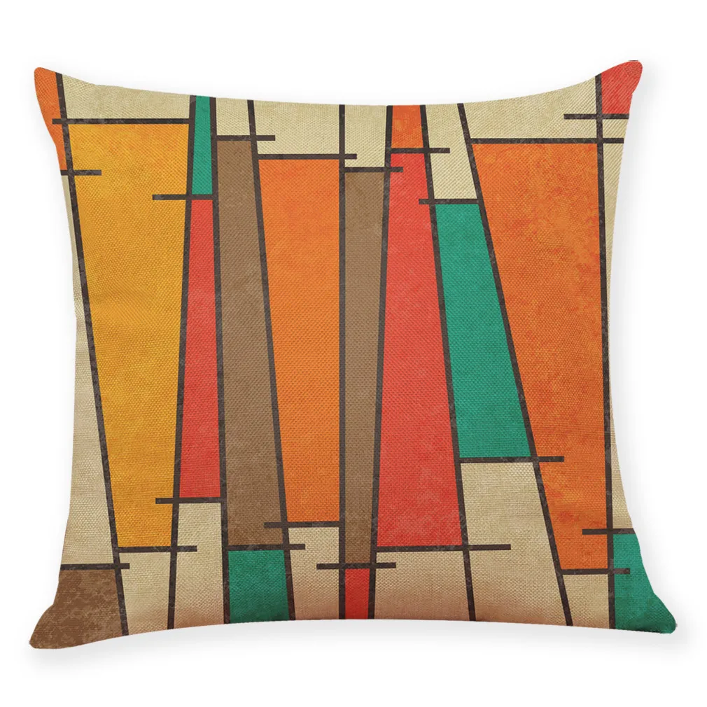 

Quneed Cotton Linen Geometric Pattern Decorative Pillow Case Home Decor Sofa Square Pillow Cover Waist Cushion Cover 45*45