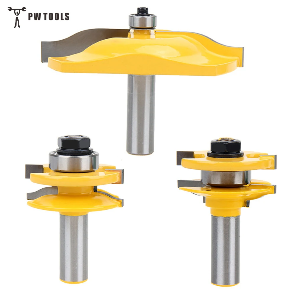 

PW TOOLS 3Pcs 1/2'' Shank Ogee Rail Stile Router Bit Cove Raised Panel Tools Sets Kit Woodworking Chisel Cutter Tool Set