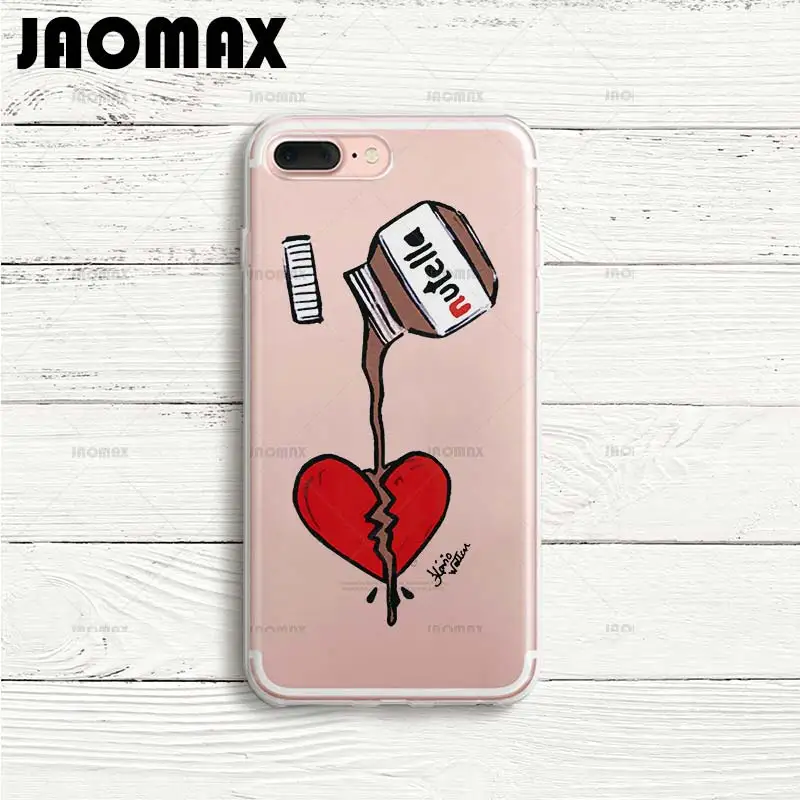 Jaomax чехол с милым сердцем Tumblr Nutella для iPhone 8 Xs Xr 6 Plus 5 SE 7 X прозрачные мягкие
