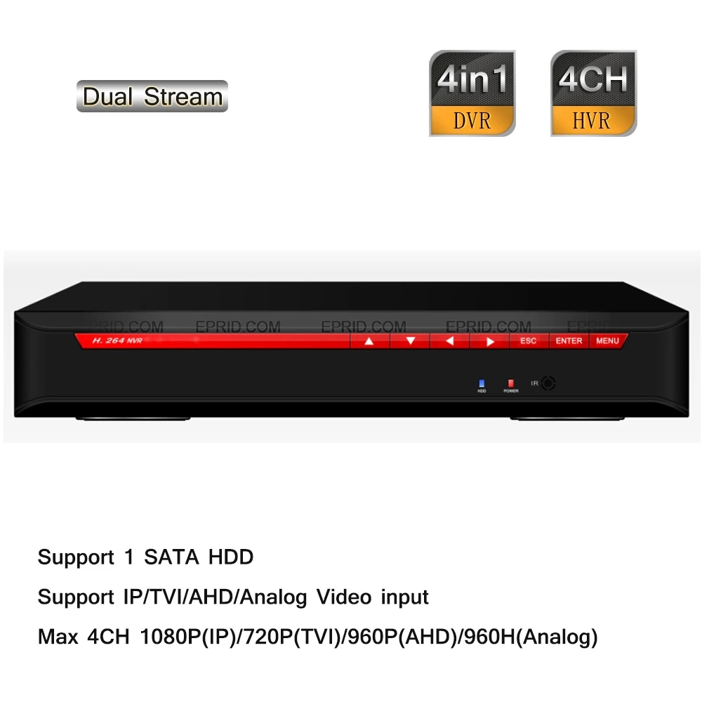 

4CH Stand-alone HD 1080P 720P 960H Hybrid DVR NVR HDTVI AHD IP Analog input