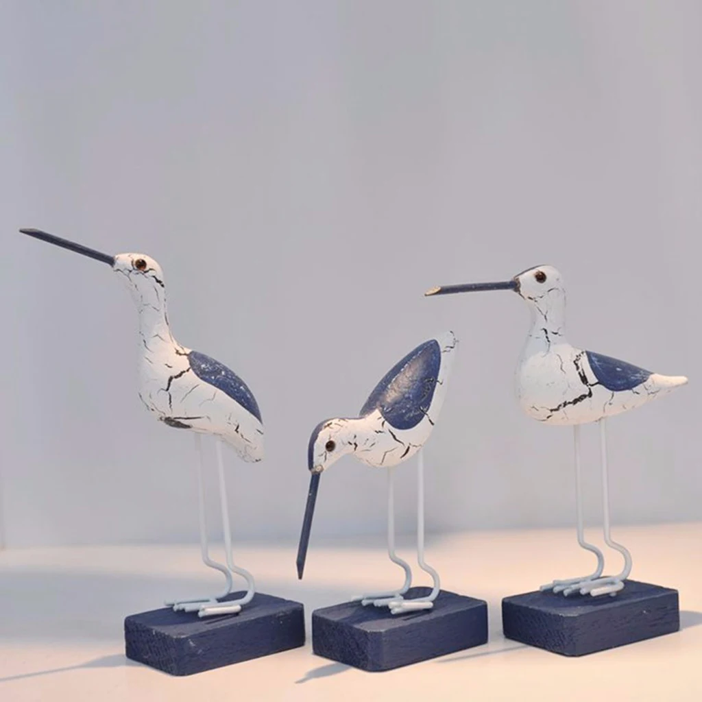  Mediterranean Style Nautical Craft SEAGULL Wooden Figurines Decor Home Tabletop Art Ornament