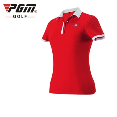 Pgm женские быстросохнущие футболки с коротким рукавом, женские летние дышащие рубашки поло для гольфа, женская спортивная одежда, модная одежда для гольфа AA60449 - Цвет: Красный