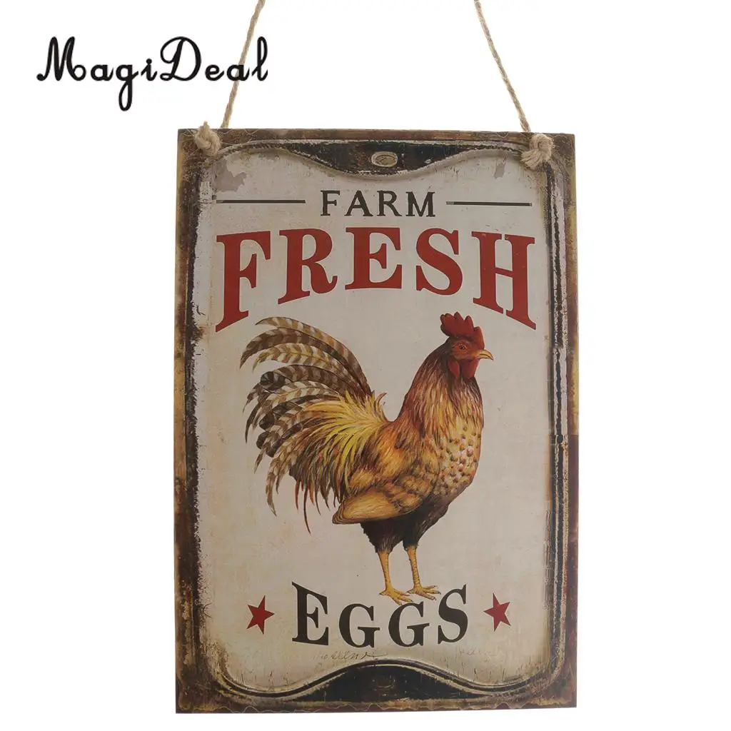 Country Style Farm Fresh Eggs Wooden Plank Sign Chicken Coop Wall Hanging Board Decorations
