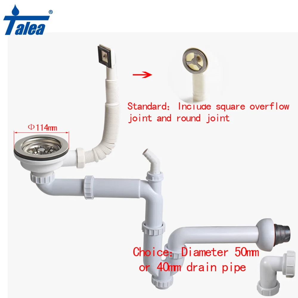 Talea 114& 110 мм ситечко для кухонной раковины закрытый сеткой слив набор с сливными трубами в стену бассейна всплывающее сливное ситечко с переливом
