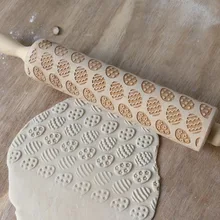 Пасхальное яйцо Кролик Rolling Pin выгравированы резные деревянные рельефная Скалка печенье бисквит Фондант тесто ролик кухня выпечки инструмент