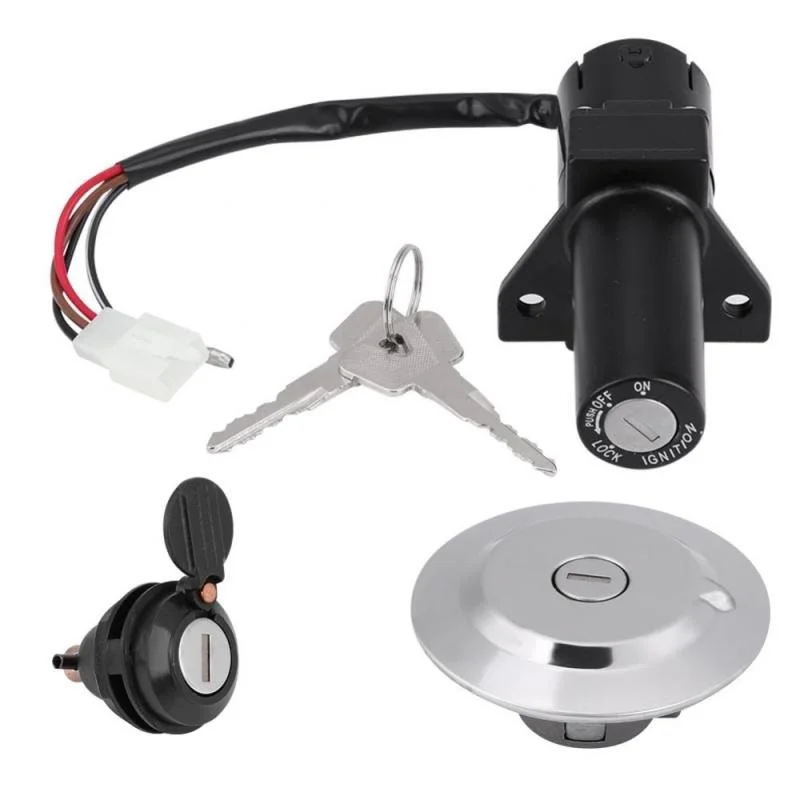 Motorcycle Scooter Ignition Switch Lock Fuel Gas Cap Lock Key Set for