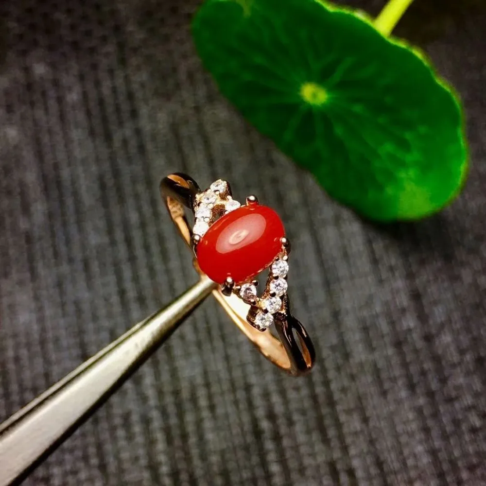 

shilovem 925 sterling silver Natural red coral rings fine Jewelry women trendy plant open party 2018 new gift xkj050702agsh