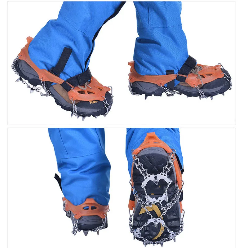 19 Crampons Antiskid Shoe Covers Outdoor Climbing Tooth Silicone Mountaineering Stainless Steel