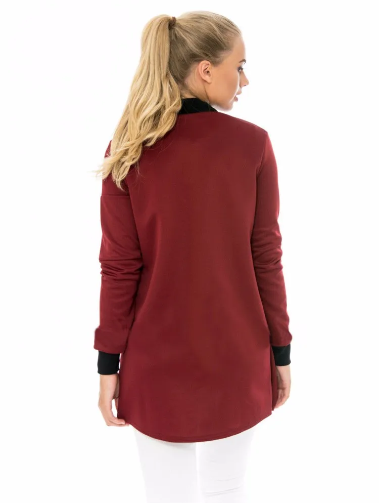 Women basic jackets coats 2016 fashion medium-long zipper jackets autumn lady Slim Winter jacket women coat long sleeve A787 e