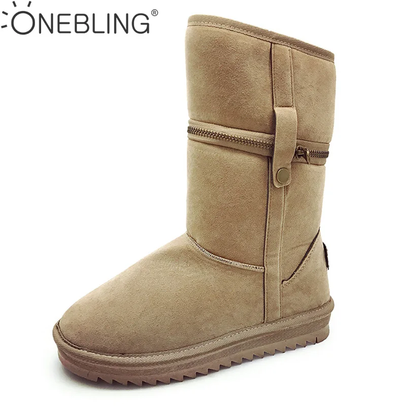 

ONE BLING New Snow Boots Female Warm Non-Slip Detachable Thick High-end Thick-Soled Beige Cotton Shoes Black Boots Women