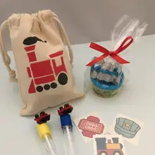 Пользовательские поезд именинник конфеты леденец игрушки пакеты Baby Shower Goodie пользу мусульманских мешки Крещение Свадьба похмелье комплект ювелирных изделий