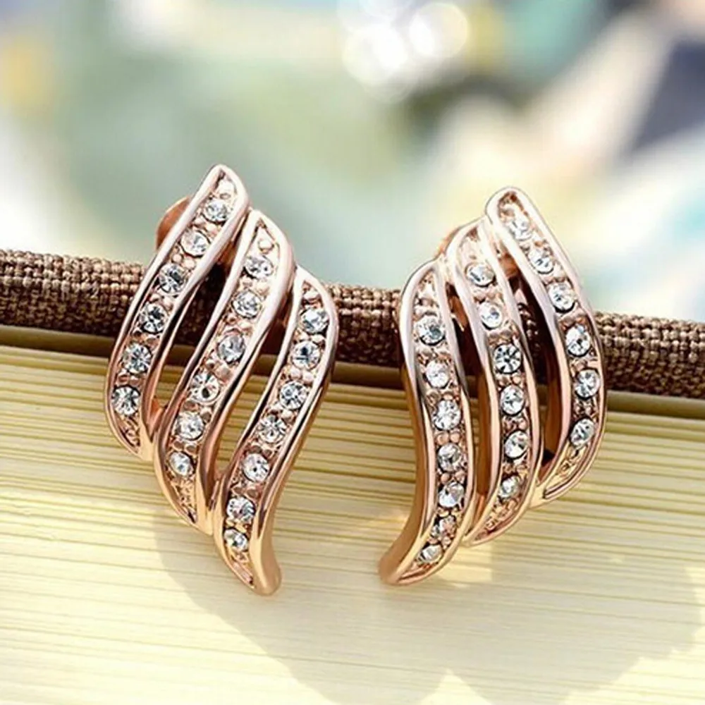 Дропшиппинг, розовое золото, бриллианты-шипованные индивидуальные серьги-клипсы для женщин, свадебные украшения