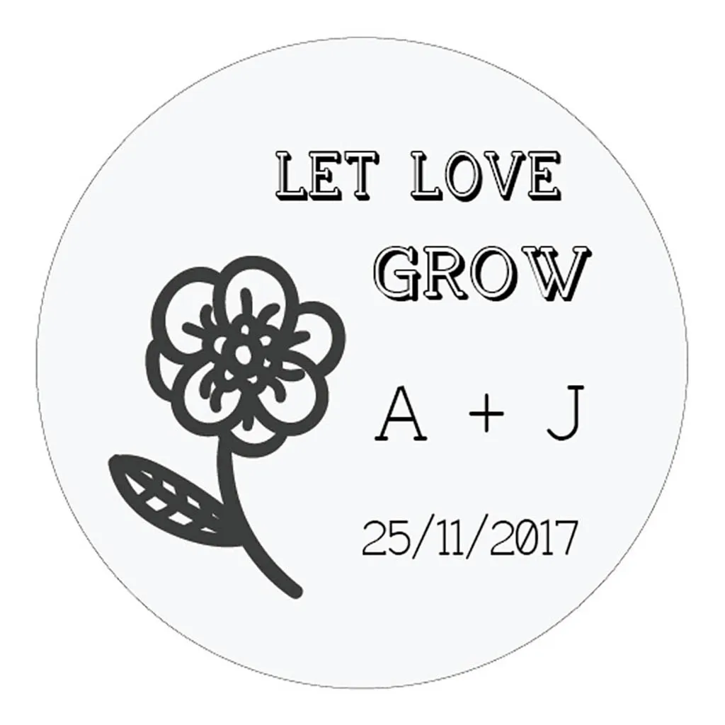 DouxArt 100 штук Индивидуальные свадебные наклейки LET LOVE GROW 40 мм приглашения на
