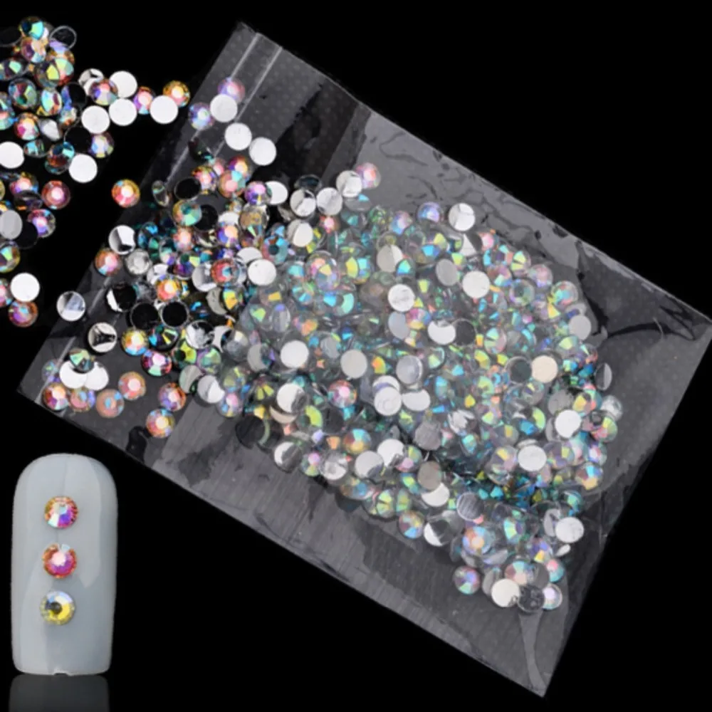 

1000 Pcs/Pack 4mm Nail Art Stickers Flatback Crystal AB Resin Round Rhinestone Tips Beads Makeup Nail Decoration Glitter Tools
