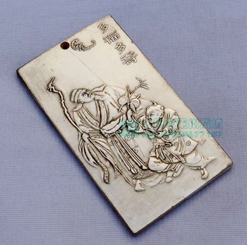 

Chinese tibet Silver Bullion thanka Fengshui Live long and proper statue amulet Waist tag, hang metal handicraft