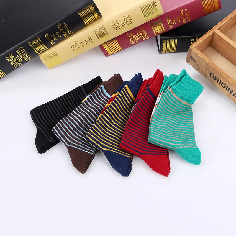 5 Pairs Men Socks Factory Price Colorful Striped Casual Cotton Short Sock Excellent Quality Breathable Male sock Meias Size39-43 enlarge