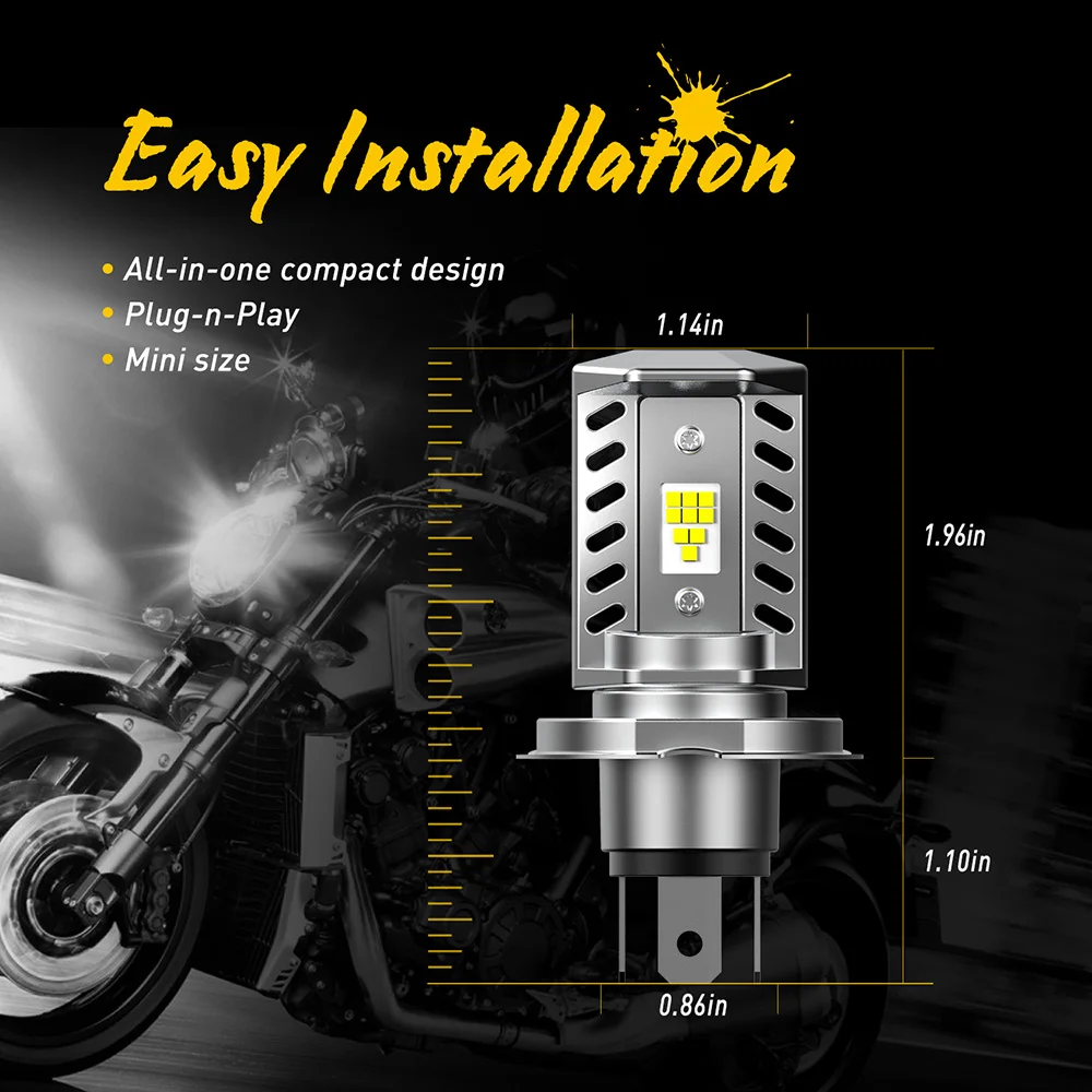 1600LM H4 светодиодная фара для мотоцикла 12V HS1 Led 9003 LED мото лампы 6500K белая аксессуары