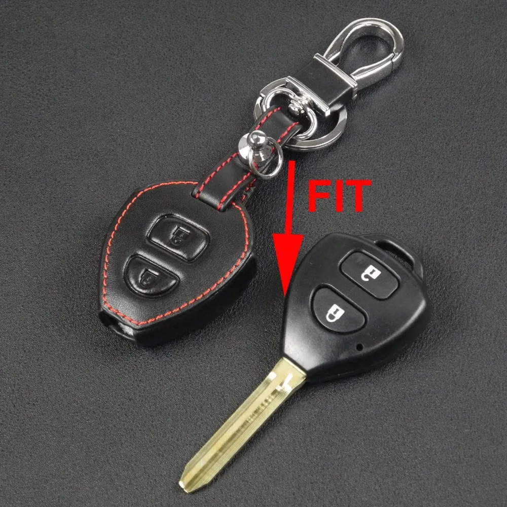 

Remote 2 Buttons Car Key Case Cover Leather For TOYOTA Corolla Hilux Vitz Rav4 Aqua Camry