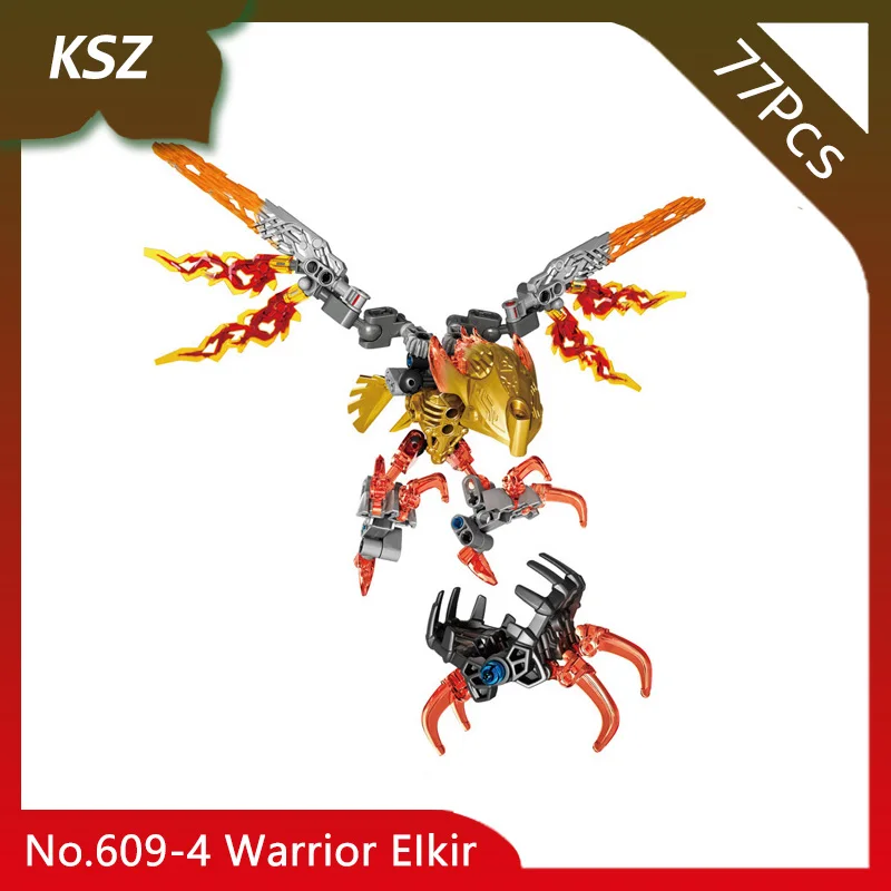 

Bevle Store KSZ 609-4 77Pcs BIONICLE Series Warrior EIkir Model Building Blocks Bricks Toys Compatible with Legoings 71303