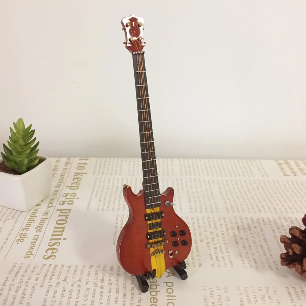 Миниатюрная модель мини-гитары, электрическая бас-гитара, миниатюрная модель деревянного мини-музыкального инструмента, коллекция моделей