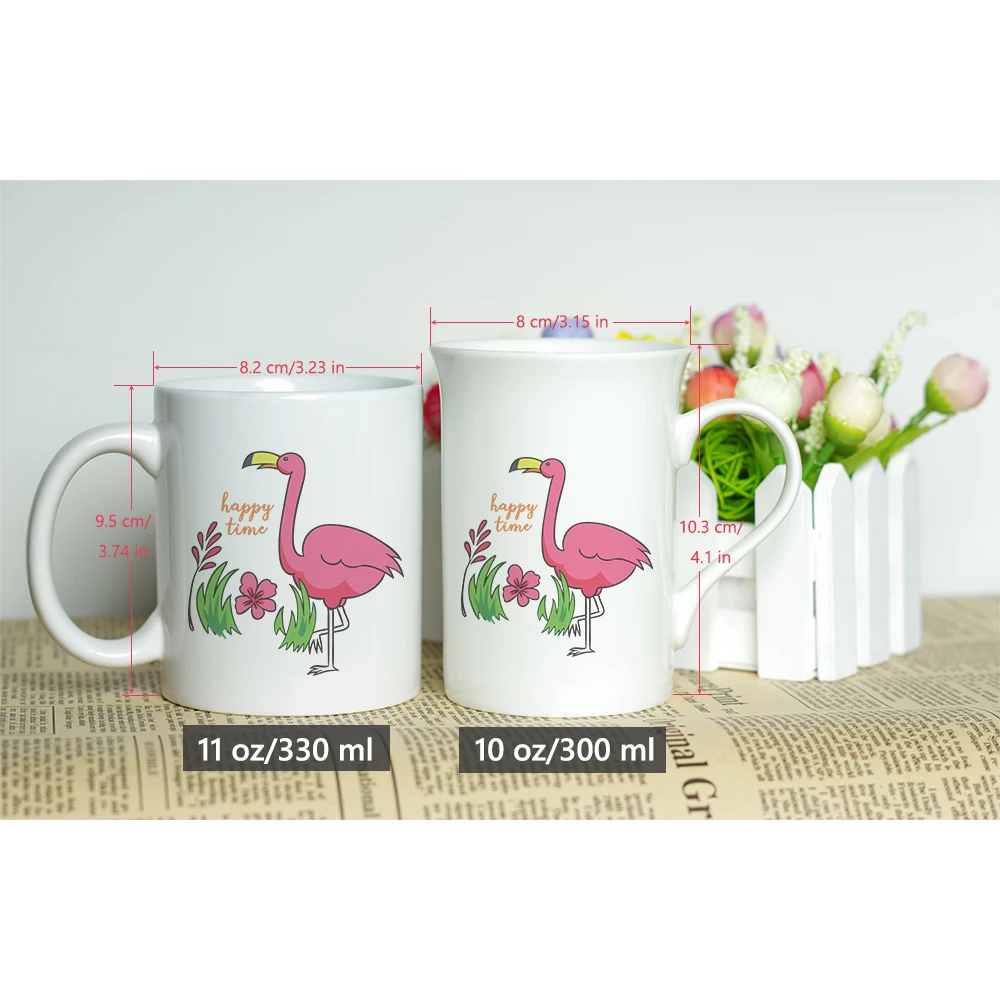 Happy Time Flamingo Gift Milk Cup Stylish Ceramic Coffee Mug Classic Photo Printed 330ml | Дом и сад