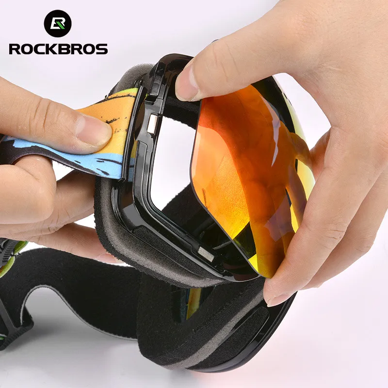 ROCKBROS лыжные очки двухслойные ветрозащитные для катания на лыжах Анти Туман UV400