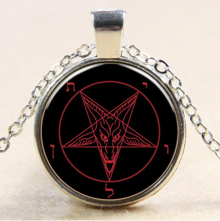 Церковный знак сатаны кулон Baphomet красивый дизайн стеклянный ожерелье Новый
