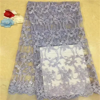 

High quality Purple African Lace Fabric Sequins French Tulle Lace Fabric 2019 Latest Arrival Hot Sale 5 Yards For Dress Peach
