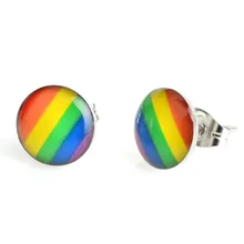 Горячая распродажа лидер продаж 18 пар 10 мм радуга нержавеющая сталь, геи нетрадиционной ориентации ретро серьги-гвоздики жемчужные серьги oorbellen