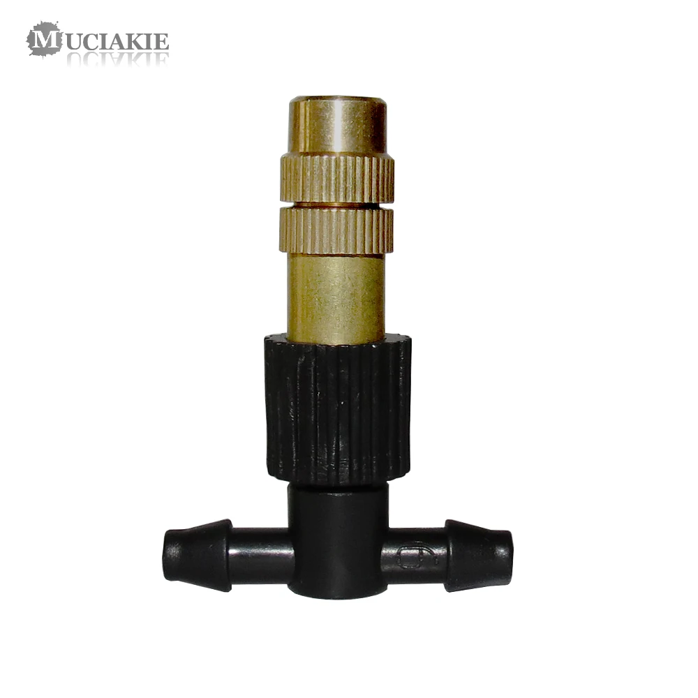 Garden sprinkler irrigation sprinklers drip irrigation sprinklers garden irrigation nozzle garden sprayer nozzles 15-250PCS Adjustable Copper Misting Nozzle w/ 4/7mm Plastic Tee Connector Brass Watering Irrigation Sprinkler Cooling Nozzle