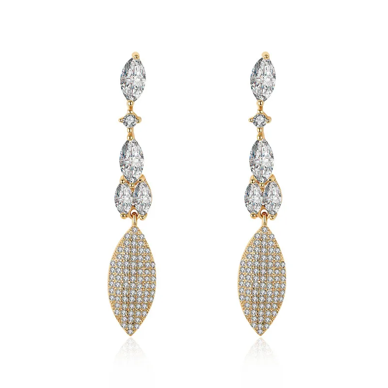 Fashion Romantic Luxury Plant Drop Earring With AAA CZ Champagne Dangle Jewelry For Women | Украшения и аксессуары