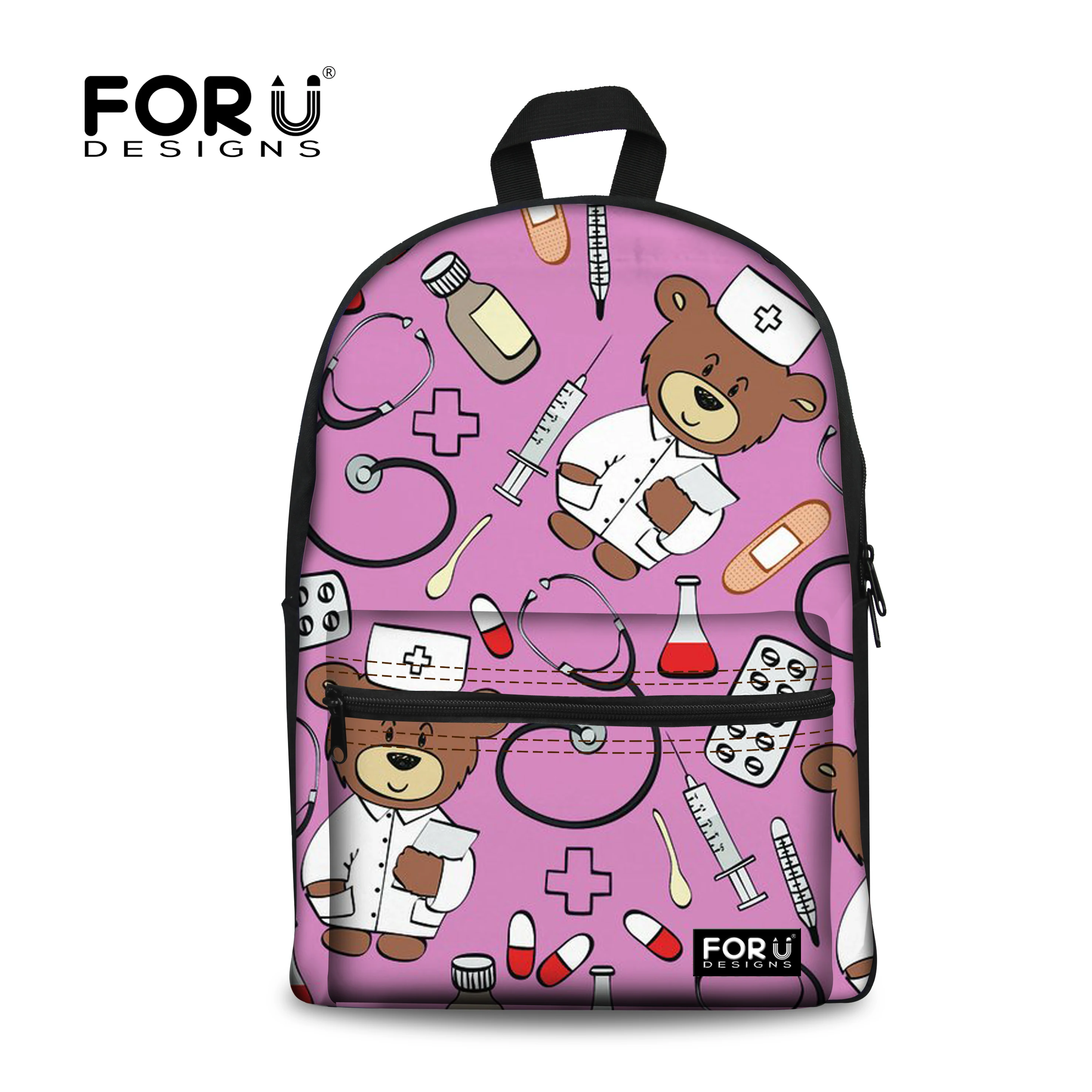 FORUDESIGNS Для женщин школьный милый мультфильм медсестра печати школьная сумка для девочек-подростков корейский книга рюкзак Mochila Infantil