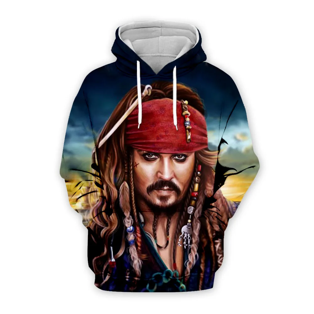 

Unisex Cool Hooded Pirates Of The Caribbean Jack Sparrow Captain 3D Print Hoodies Sweatshirts Men Short Sleeve Shirts Tops Tee
