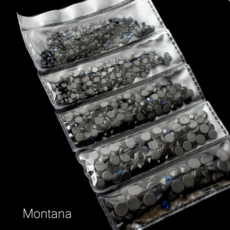 Новая упаковка 1200 шт смешанные размеры Горячая фиксация Стразы Блестящий Кристалл SS6-SS30 для одежды DIY - Цвет: Montana