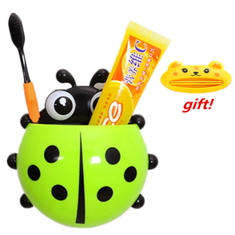 

[Free gift] Cute Ladybug Cartoon Sucker Toothbrush Holder suction hooks / Household Items / toothbrush rack / bathroom set