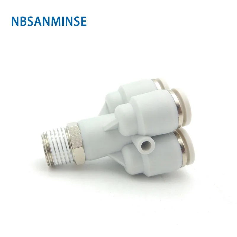 

10 Pcs / Lot Free Shipping R Thread Male Thrad Pneumatic Air Fittings Quick Connector 5 Way Double Y Type Push In Joint Sanmin