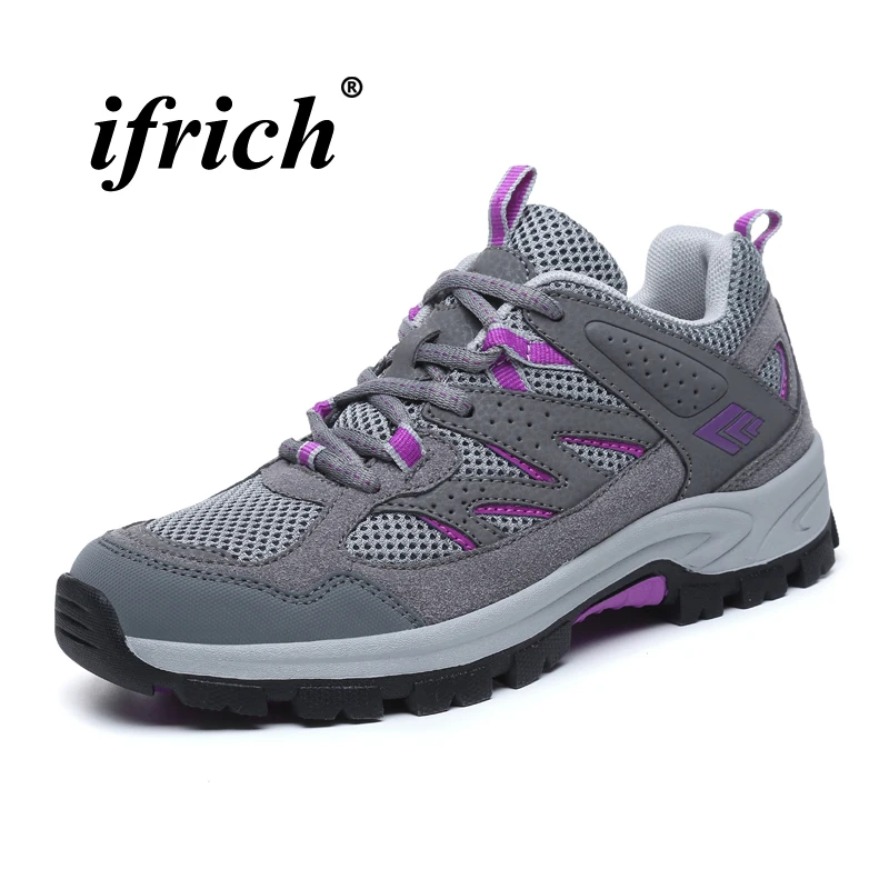 

Women Hiking Shoes Gray Woman Camping Shoes Spring Autumn Trekking Shoes for Female Breathable Anti-slip Climbing Footwear