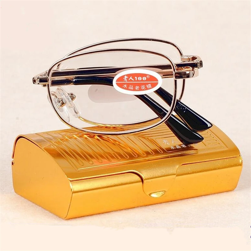 High Quality Full Metel Frame Clear Lenses Folding Reading Glasses
