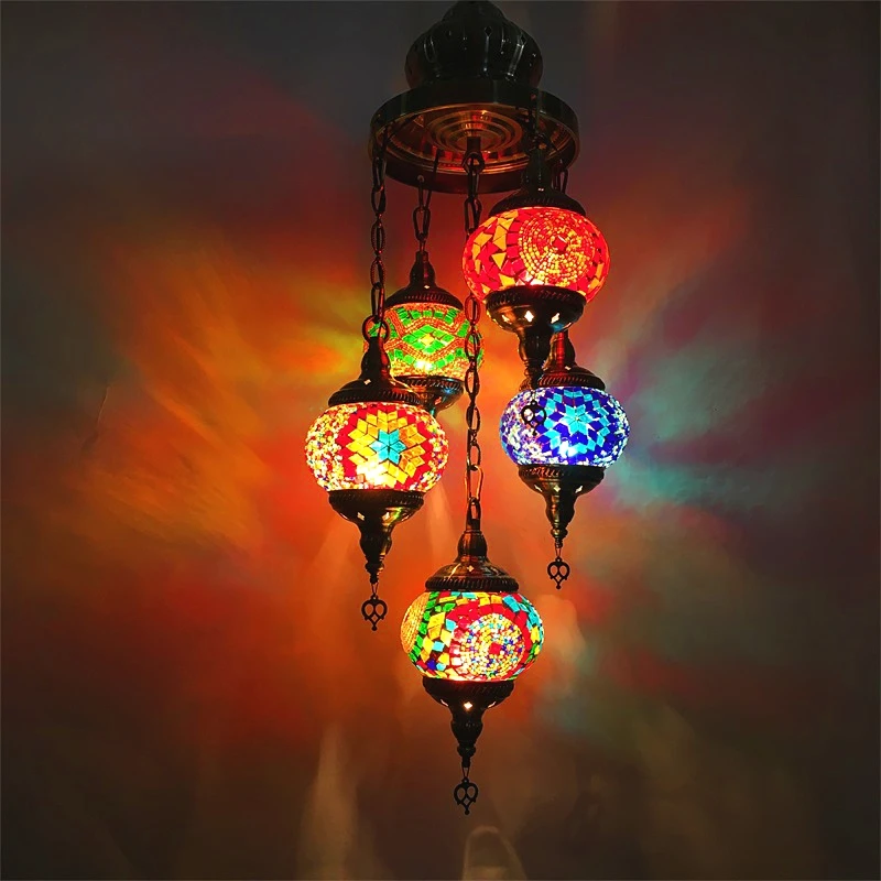 Турецкая люстра, мозаика ручной работы, витражная Подвесная лампа в богемном стиле, марокканская Подвесная лампа, светильники