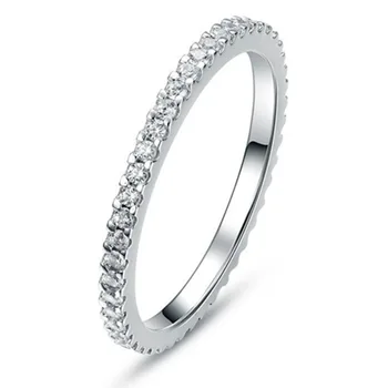 

0.55CT Wholesale Solid Silver Simulate Diamond Infinity Wedding Band Ring Women Platinum Plated PT950 Stamped Eternity Ring