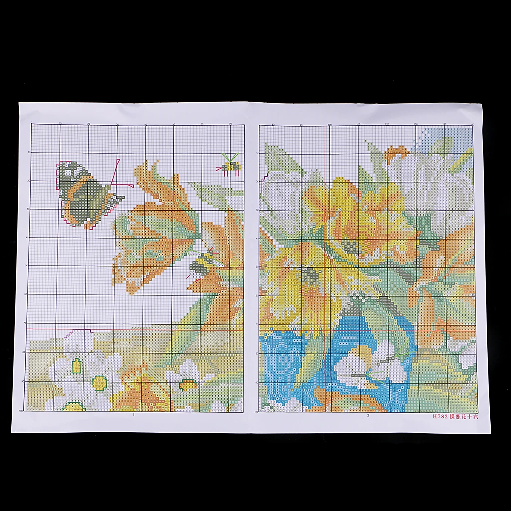 Flower Butterfly Stamped Cross Stitch Kit DIY Handmade Needlework for Beginners Kids Adults