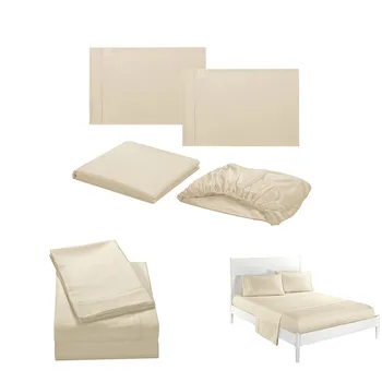 

2019 New Beige Solid Color Simple Series Bedding Sheets Bed Pillowcase Four Sets high quality Soft to the touch L606