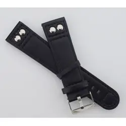Ремешки для наручных часов черный кожаный ремешок Группа мягкая Пряжка наручные Замена подходит мужские Relojes HOMBRE 22 мм