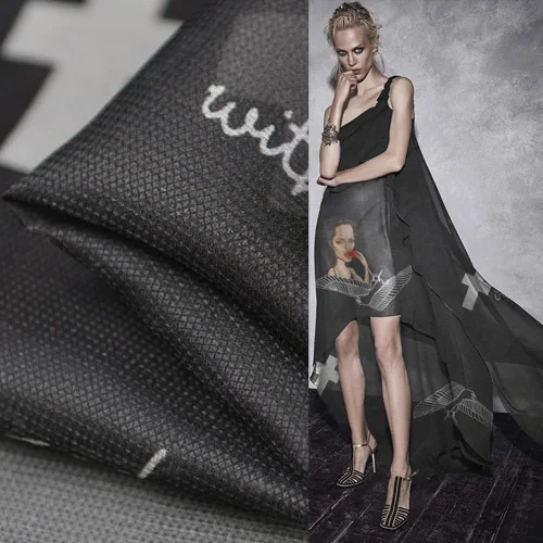 

Fashion women and eagle print 100% silk organza silk fabric grid style,SOZ080