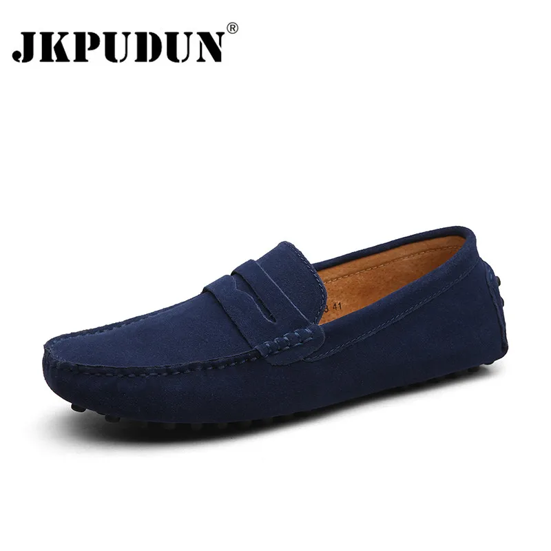 

JKPUDUN Handmade Suede Leather Mens Shoes Casual Luxury Brand Men Loafers Italian Breathable Driving Shoes Slip On Moccasins Men