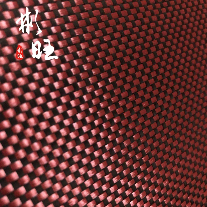 1500D красный кевлар и 3K черное углеродное волокно равнина 190gsm