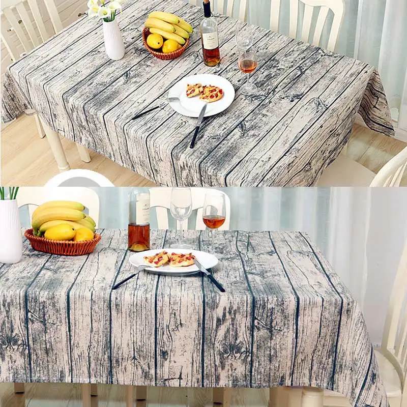 

Linen Tablecloth Wood Pattern Vintage Table Cloth Cover for Dinner Picnic Home Decoration 669