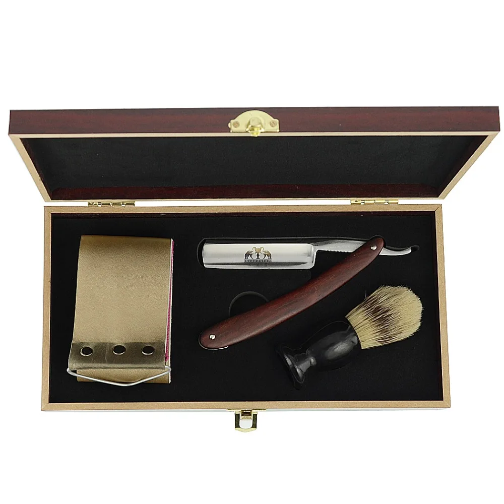 Pаспродажа Grandslam Прямые бритвенные бритвы для мужчин вырезать горло ножи подарочный набор парикмахерская бритья борода щетиной кисточки заточка