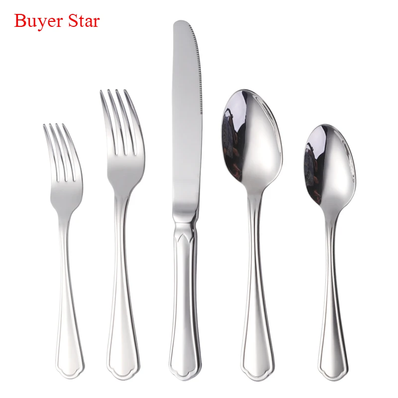 

Buyer Star 5Pcs Flatware Set 18/10 Stainless Steel Dinnerware Kitchen Tableware Knife Fork Teaspoon Cutlery